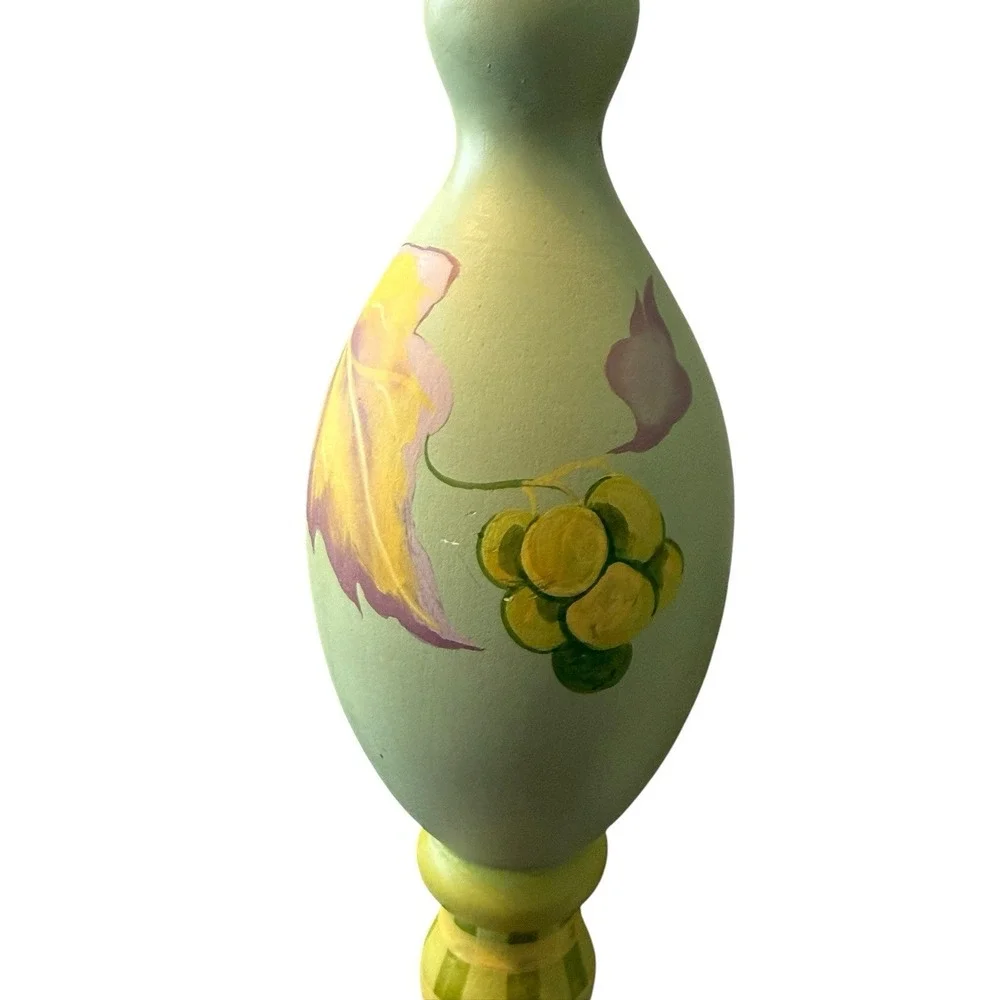 Vtg Tracy Porter Wood Candle Sticks Hand Painted 2/87 Pair Floral Signed 15